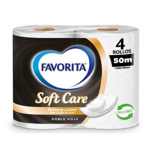 Papel higiénico Favorita Soft Care doble hoja 4 un 50 m 10 Mangas